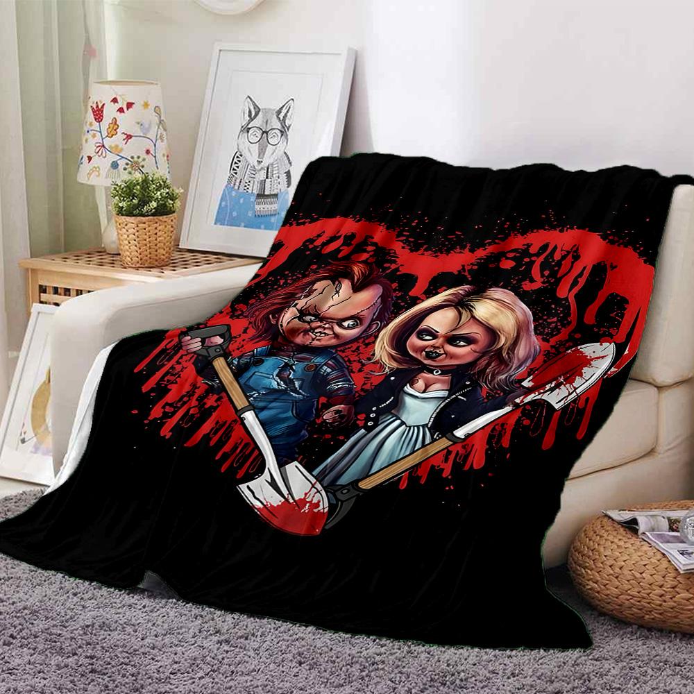 Chucky's Creepy Knife Play Flannel Blanket, Soft Polyester, Modern Design, All-Season for Camping, Travel, Gifts for holidays or birthdays
