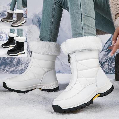 Женские зимние ботинки для снегоходов 2024 года: Новый бархат Plus, хлопок, большой размер, молния спереди