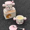 Girls' Heart Cup with High Appearance and Cute Ceramic Mug with Lid Birthday Gift for Girls Practical Gift Box for Best Friend