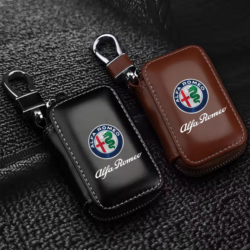 Car Key Wallet Housekeeper Key Case Mini Card Bag For Alfa Romeo STELVIO Giulia 159 Giulietta 147 Mito 156 MTO Car AccessoriesAZ9