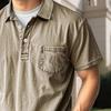 Мужская футболка с потертыми лацканами, повседневная футболка с коротким рукавом, летняя футболка с воротником на пуговицах и карманом для работы, повседневной носки на улице