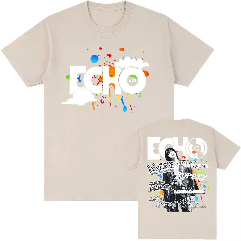 Jin Эхо Сольный Альбом Футболка Короткий Рукав Хлопок Принтованные Футболки Корейский Певец Графическая Модная Футболка Уличная Одежда Мужчины Женщины