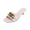 Women Slippers Women's Mules Slides Shoes Female Clear Sandals With Chain Thin Heels Open Toe Outdoor Party Footwear