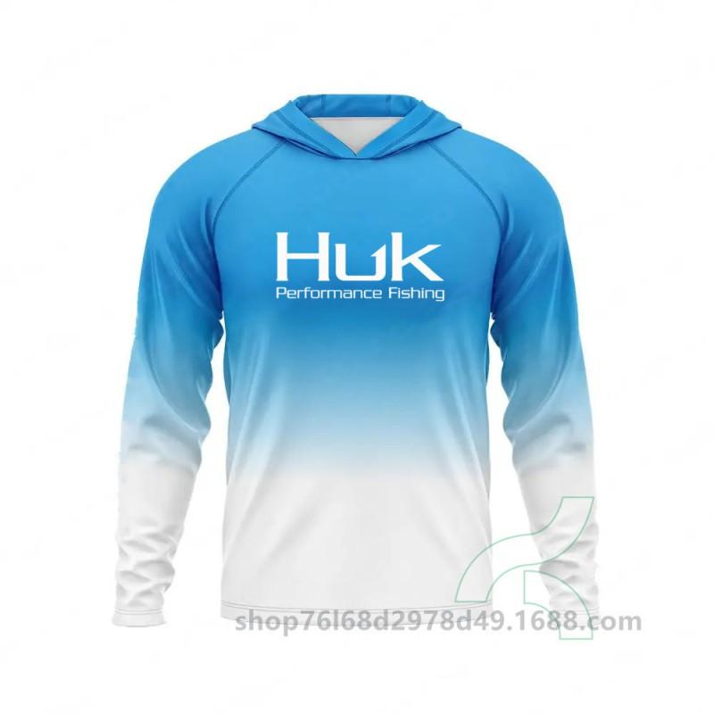 Mens UPF 50 Quick-Dry Fishing Hoodie Long Sleeve Sun Protection Shirt Sea Outdoor Activities