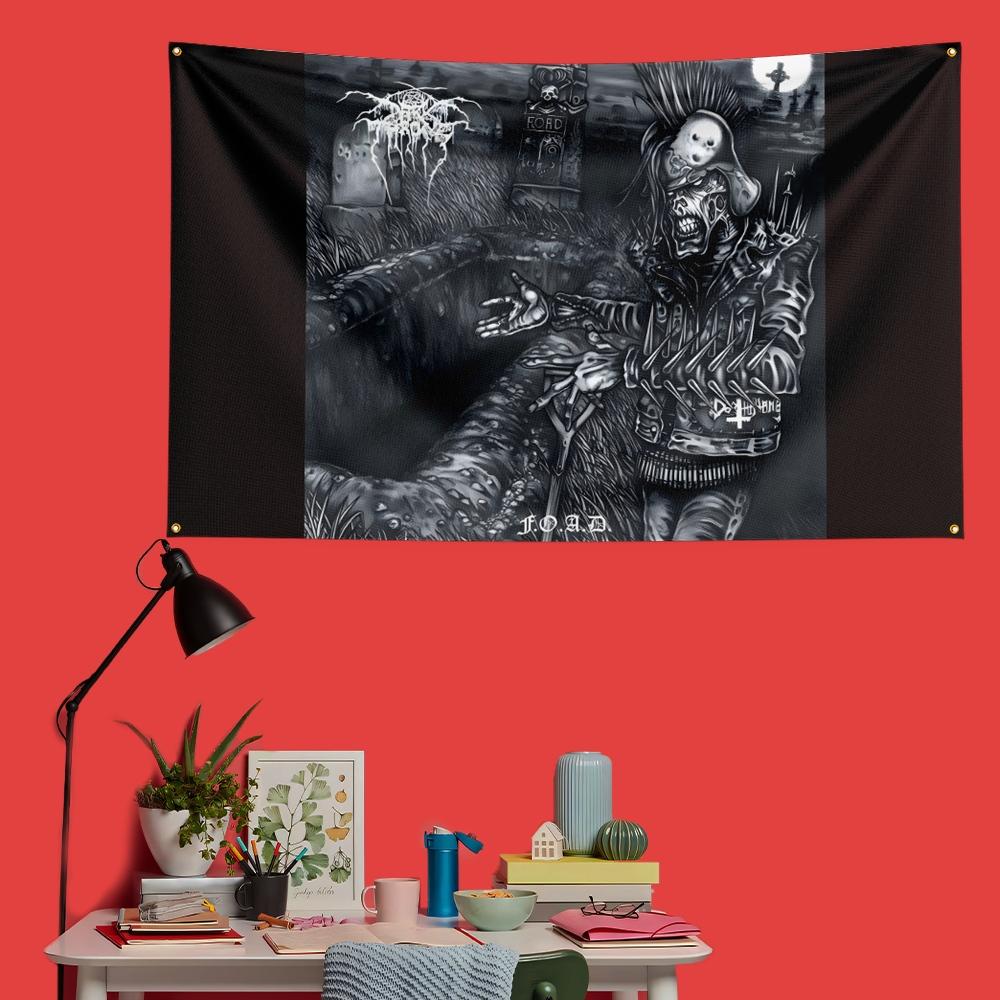 Флаг Рок-музыки в стиле Darkthrone 3x5 футов 90x150 см Полиэстер Декоративный Баннер Гобелен Для Спальни Музыкальных Фанатов Настенное Украшение
