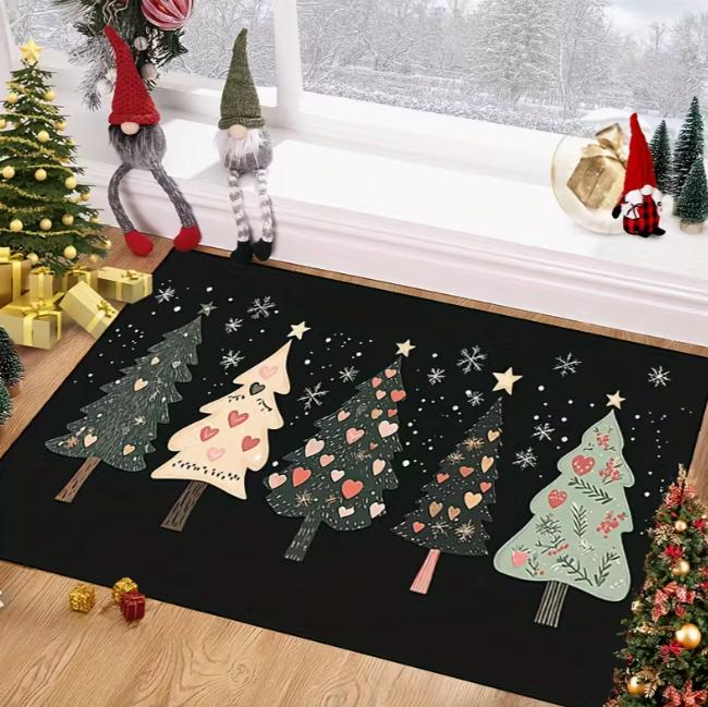 Приветственный коврик, оформленный надписью «Merry Christmas», — это коврик для гостиных, спален, кухонь и рождественский коврик.