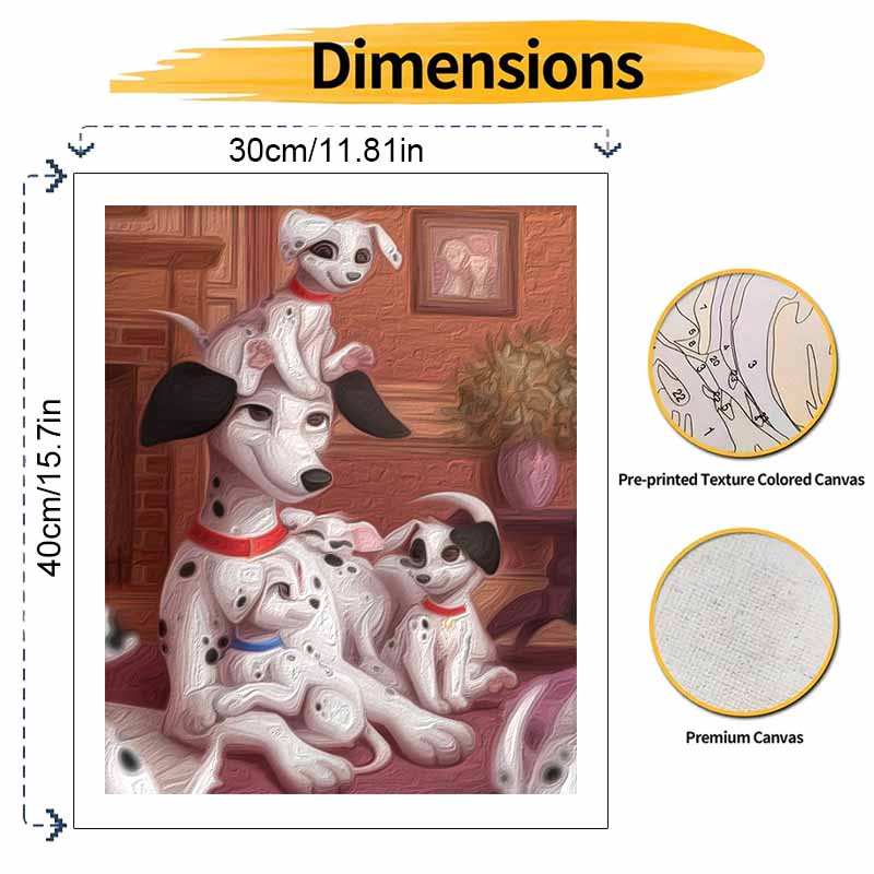 Disney 101 Dalmatians Oil Painting Art Painting Set Home Wall Decor Handmade Gift for Dog Lovers Art Print