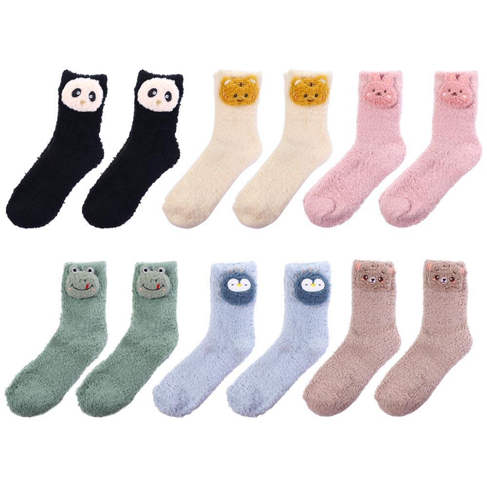 Middle Tube Bunny Penguin Cartoon Hosiery Women Frog Socks Floor Socks Coral Fleece Socks