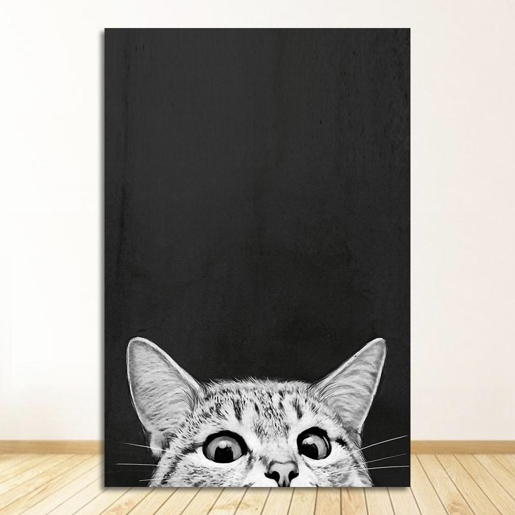 Холст Плакат и принт Детская декоративная картина Картина Скандинавская детская спальня Украшение Kawaii Забавное животное Кошка Настенное искусство