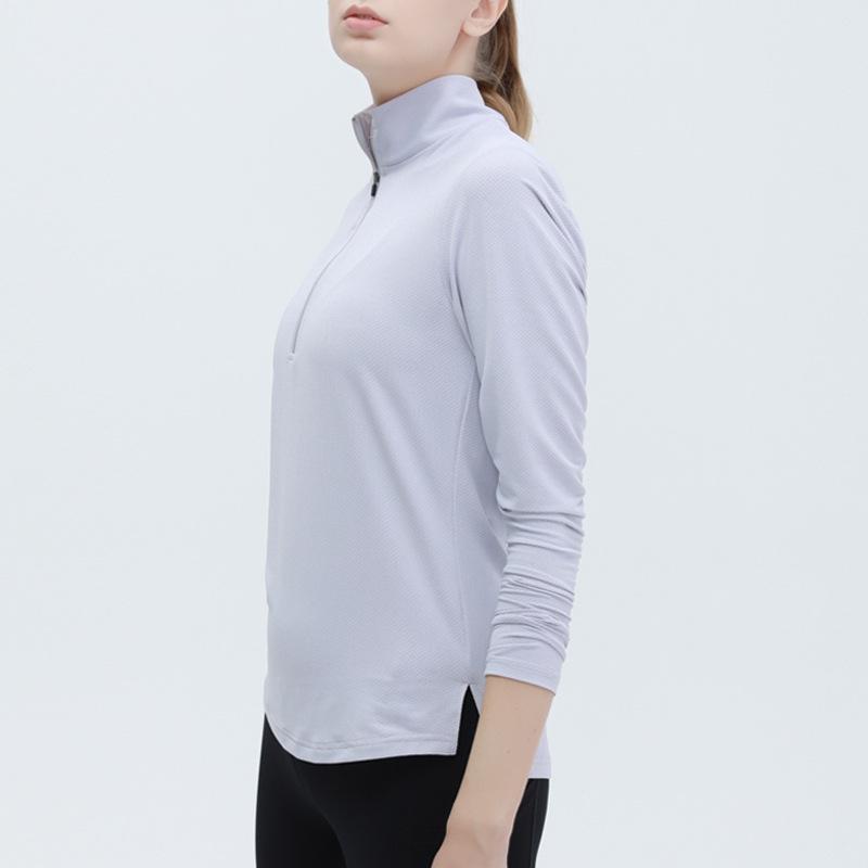 Женская быстросохнущая спортивная одежда с длинным рукавом и молнией до половины - Коллекция Осень/Зима