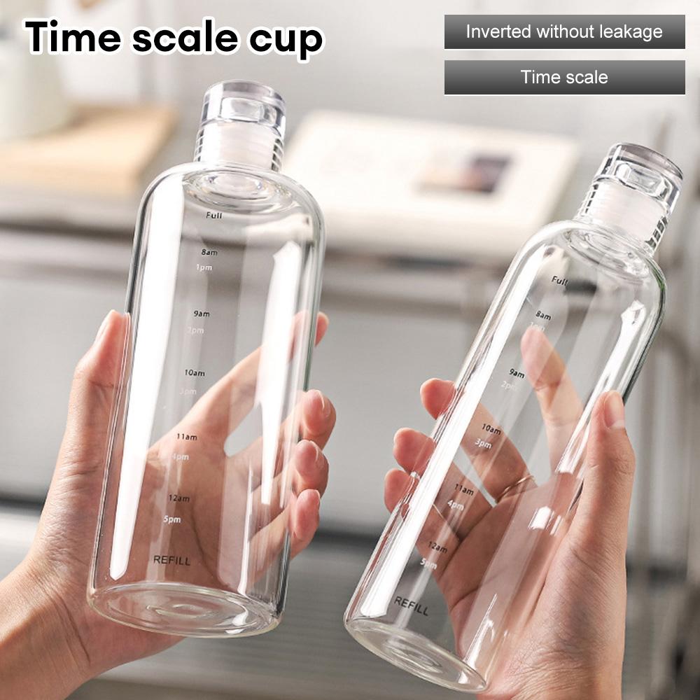 Large Capacity Plastic Portable Leak-proof Water Container Outdoor Water Bottle Transparent Sports Water Bottle With Time Scale