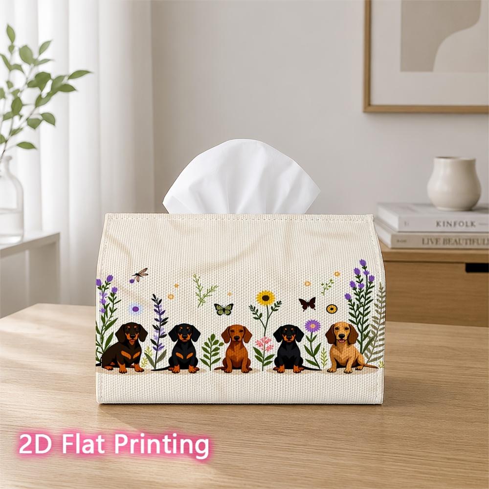 1pc 2d Flat-printed 17.78x10.92x12.95cm Tissue Box Tiny Farm Animal Doodle Floral Print Decorative Napkin Storage for the Living Room and Bedside Tabl