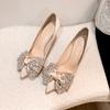 Fashion Crystal Bowknot Pumps Women 2024 New Thin Heels Bling Rhinestones Wedding Party Shoes Woman Pointed Toe High Heels Shoes