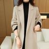 Осенне-зимнее пальто высокого качества из 10% кашемира, женский длинный элегантный шерстяной костюм со шнуровкой, шерстяной снаружи