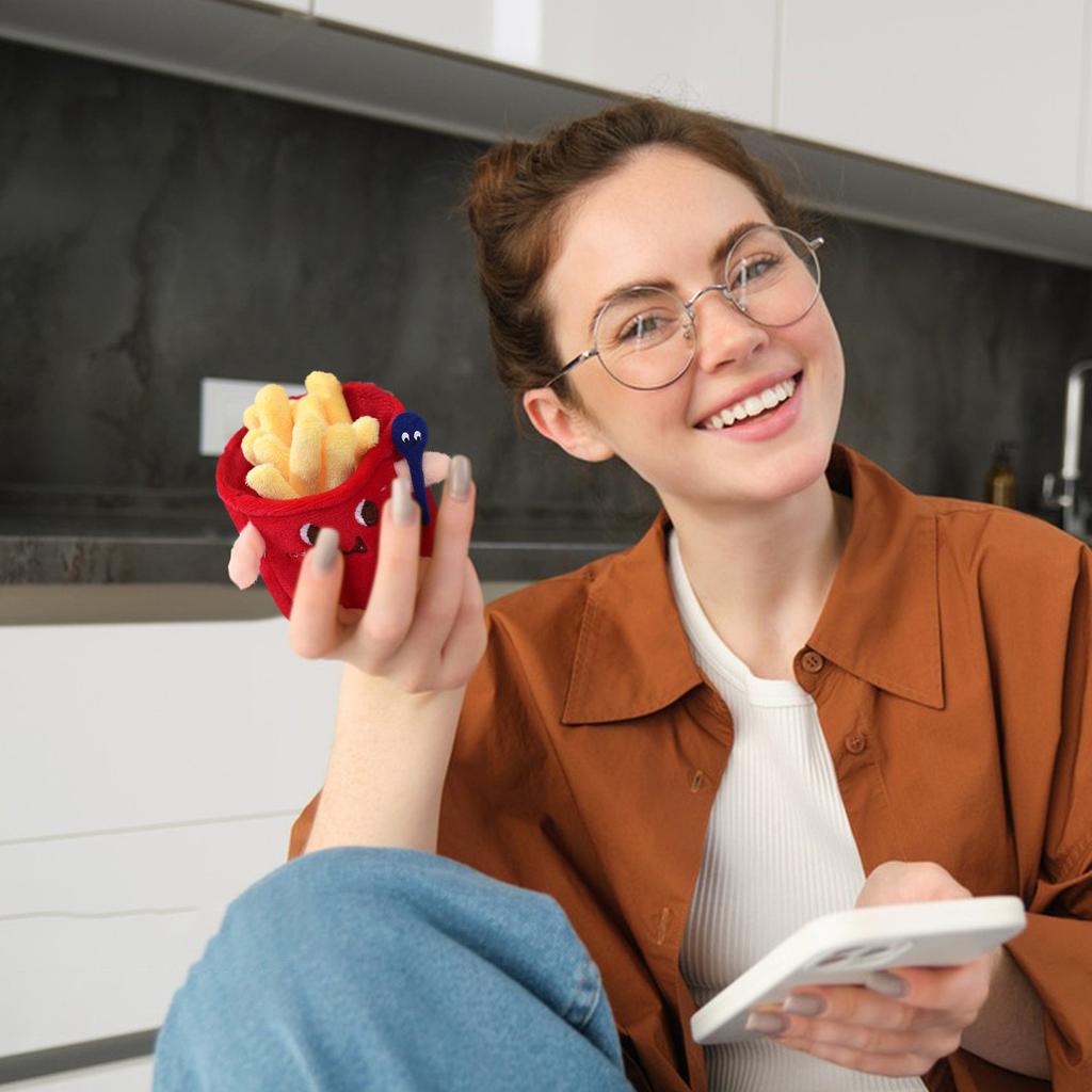 Cute French Fries Food Plush Pendant, French Fries Small Doll Boutique Doll, French Fries Food Book Bag Charm Key Chain