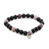 Stones and Minerals. Black Agate + Purple Mica Bead Bracelet from Tanzania 8 Mm. Made In France.