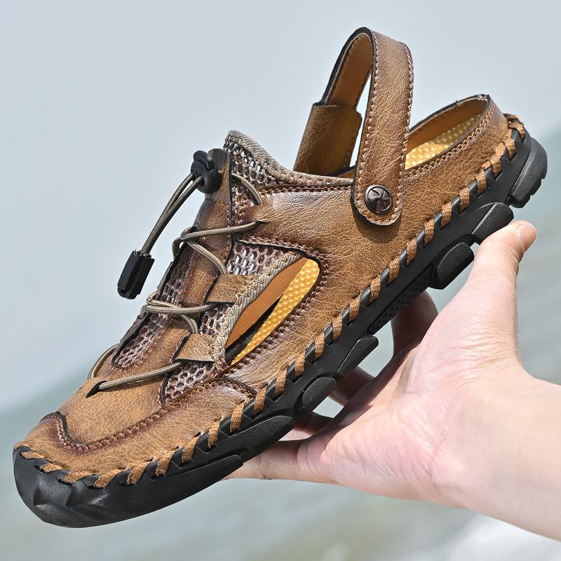 Fashion Fashionable Summer Large Size Hollow Breathable Beach Sandals Trendy Jacket Casual Online Shoes Men's Slippers Rubber Sole