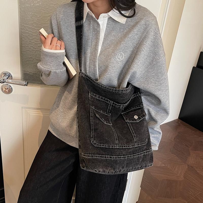 Винтажная джинсовая сумка-тоут большой вместимости женская сумка на плечо сумка для поездок на работу сумка кроссбоди