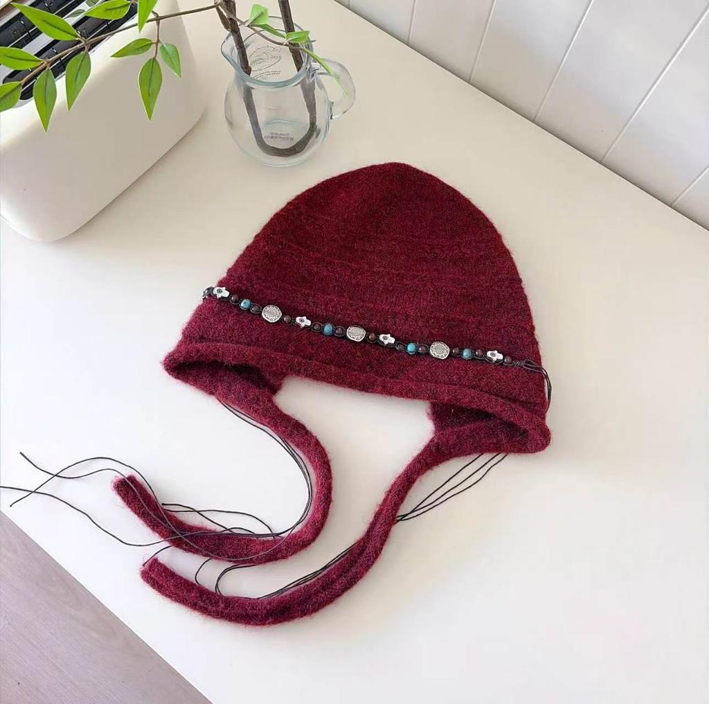 Bohemian ethnic style retro stacking hat women's spring summer thin big head circumference showing face small bag head hat cold hat