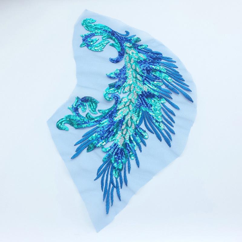 Вышитые нашивки Швейные аксессуары Перья Пайетки Кружево Рукоделие Хвост Феникса Сделай сам Пайетки Нашивки