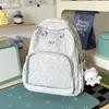 Школьный рюкзак Молочно-белый в горошек прозрачный pain bag Рюкзак для учениц средней школы и учеников начальной школы Вместительный школьный рюкзак