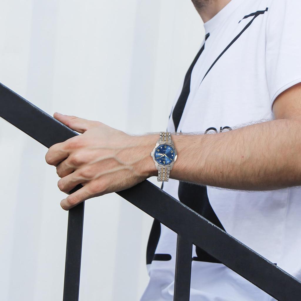 BUREI Аналоговые кварцевые часы с большим циферблатом и бриллиантами Стильные и роскошные водонепроницаемые часы для свиданий Простой и повседневный дизайн с браслетом из нержавеющей стали