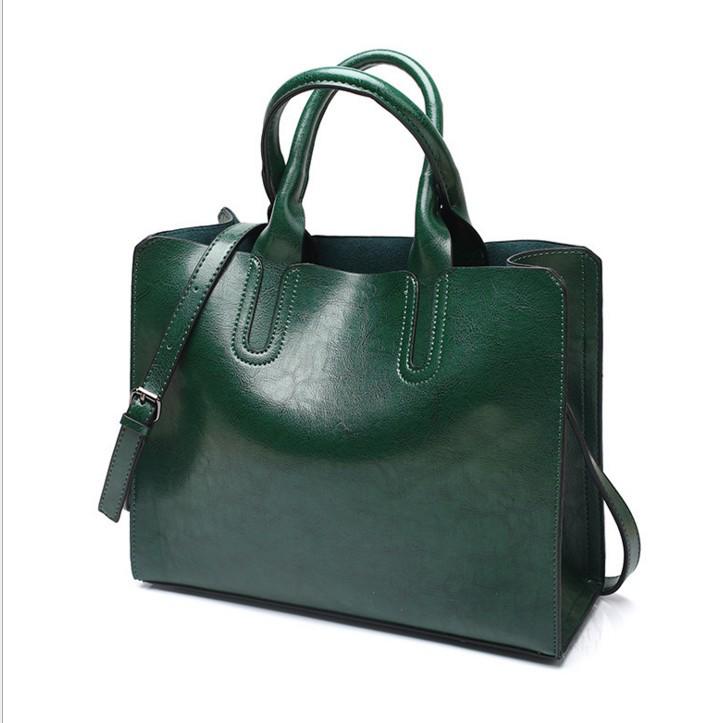 2024 Новая европейская и американская мода Женская сумка из масляной кожи - Простая универсальная сумка через плечо и кроссбоди