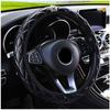 Steering Wheel Cover Crystal Crown Steering Covers Car Interior Accessories PU Leather Car-styling 37-38CM Diameter Universal
