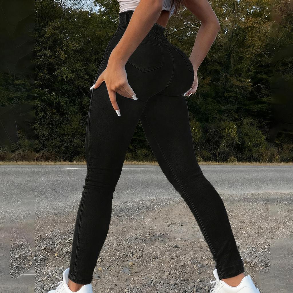 Женские потертые женские джинсы с высокой талией Модные универсальные прямые брюки