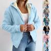 Women's Solid Color Zipper Hoodie And Fleece Hoodie Coat