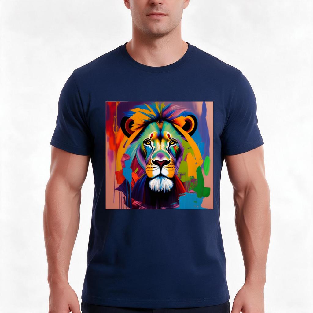 Lions Oil Paint Majestic and Magnificent Face TShirt Summer Casual Cotton Tee Oversized Streetwear Tops Unisex Unisex Women