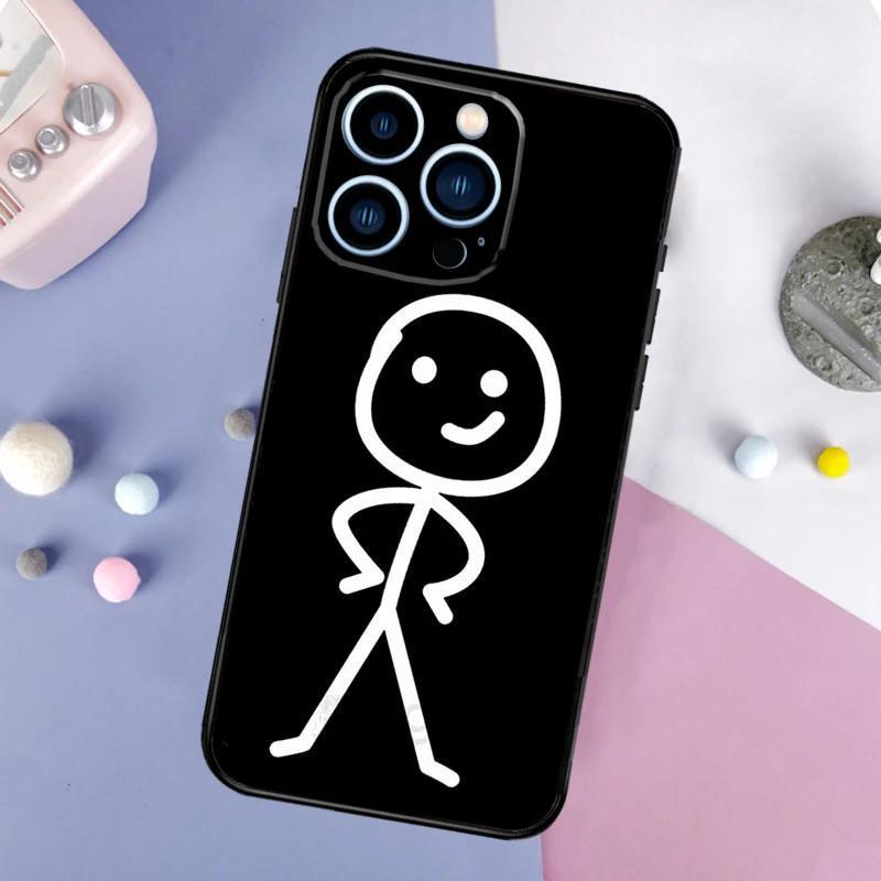 Чехол для мобильного телефона iPhone15 Pro с забавным выражением лица и парой Stickman, чехол для мобильного телефона с рисунком волос, устойчивый к падению