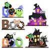 1pc Halloween Scene Decoration Halloween Desktop Wooden Ornament Halloween Party Decoration