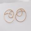 Геометрия Линия Абстрактное Искусство Круглые Неправильной Формы Золотистые Серьги-Пусеты для Женщин Полые Ювелирные Изделия Аксессуар