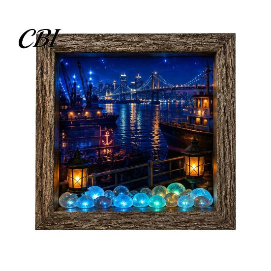 Cozy Corner Night Lamp Wooden 3D Shadow Box LED Light, Retro Street Scene Light Table Unique Housewarming Present Decor, Warm Glow Art Frame