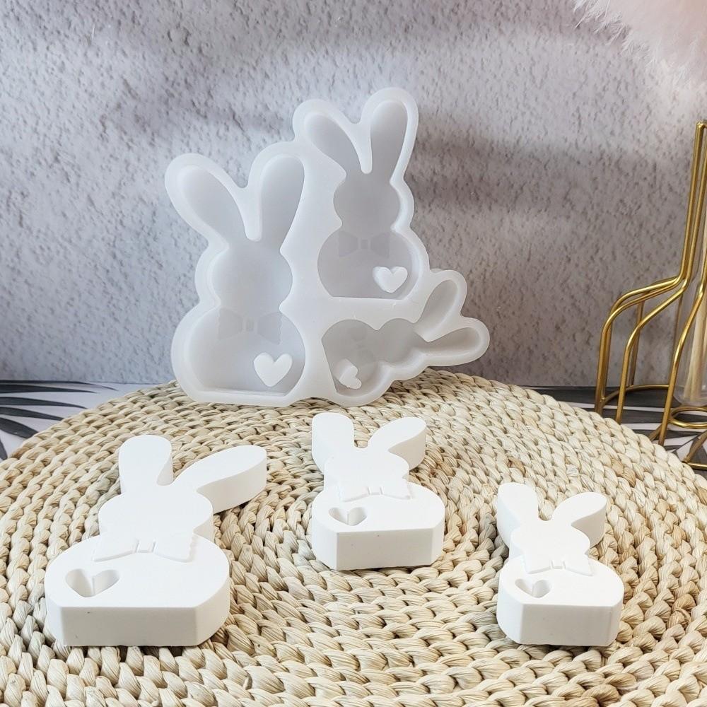Flexible Easter Rabbit Silicone Mold Non-Stick DIY Candle Mold Resin Casting Molds  Offices Decor