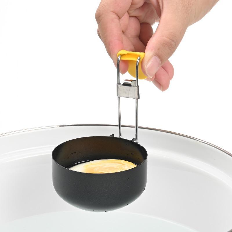 Foldable egg boiling device with handle+hook,stainless steel heating mold,heat-resistant silicone,egg boiling cooking accessorie