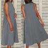 Винтажное женское однотонное платье с круглым вырезом, без рукавов, с карманами, с широким подолом, длинное, свободного кроя