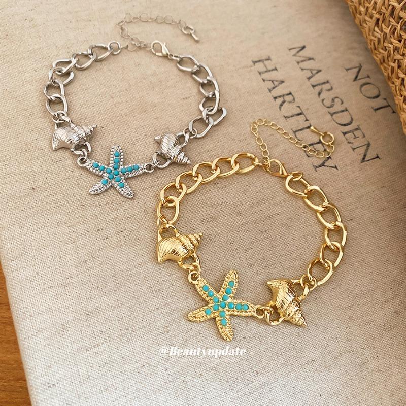 Meet the sea~ Conch starfish bracelet summer fresh and sweet wind fashion bracelet niche design jewelry women