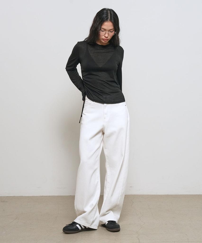 GENERALIDEA Shirred Long Sleeve T-Shirt [Black] / Gf2Lts517