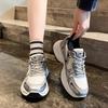 Туфли для папы женские на платформе 255 весна-осень новые ретро жареные уличные туфли для увеличения роста серебристые универсальные повседневные спортивные туфли женские