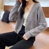 V Neck Cropped Cardigan Women Long Sleeve Twist Knitted Sweater Coats Autumn Winter Keep Warm Korean Fashion Jacket Cardigan