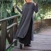 Autumn Women's Warm Long Dress Sweater Crew Neck Side Slit Long Sleeve Solid Color Casual Loose Plus Size