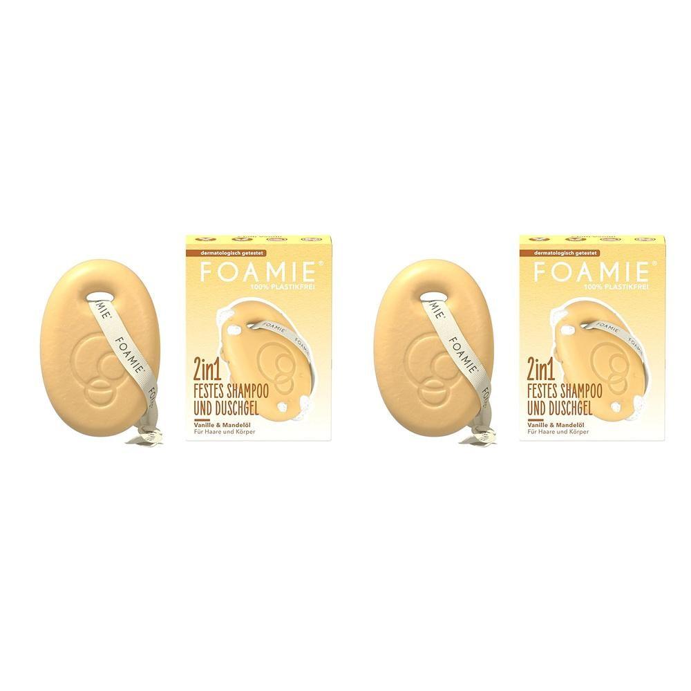 Foamie Solid Shampoo Shower Foamie 2-in-1 Solid Shampoo & Shower Gel Vanilla Almond Milk Scent 80g 2 Packs 2-in-1 &