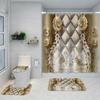 4pcs Luxury Flower Waterproof Shower Curtain Set Decorative Bathroom Set Non-Slip Carpet Toilet Cover  Bath Mat And 12 Hooks
