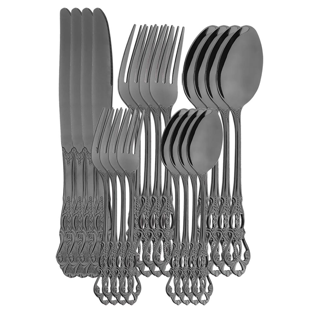 20 шт., набор столовых приборов высокого качества, нож, вилка, десертная ложка, столовая посуда, столовое серебро из нержавеющей стали, многоцветный набор столовых приборов, кухонная посуда