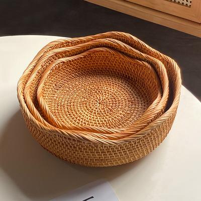 Осенняя лоза ручной работы плетеная корзина для хранения фруктов, конфет, закусок, тарелка для выпечки, китайская фруктовая тарелка