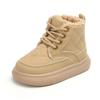 Ботильоны для мальчиков и девочек с боковой молнией, детские короткие ботинки с мехом, новинка 2024 года, теплые детские ботинки, нескользящие, однотонные