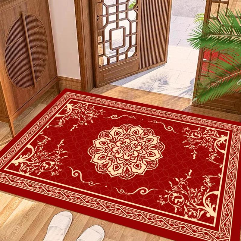 Новый китайский стиль праздничный красный ковер гостиная диван спальня кабинет кухня входная дверь коврик противоскользящий украшение дома ковер