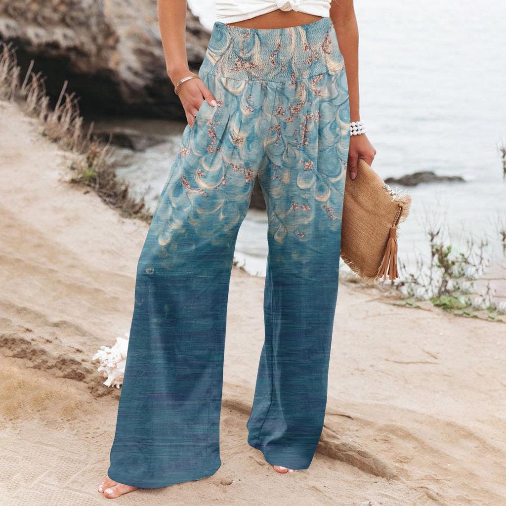 Women's Casual Pants Loose Soft Solid Color  Wide Leg Long Pants High Waist Straight Leg Pants